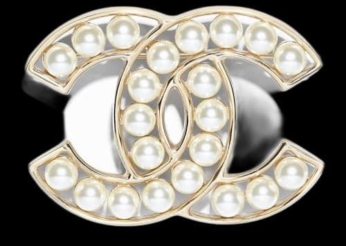 Chanel 19 Brooch Gold/White