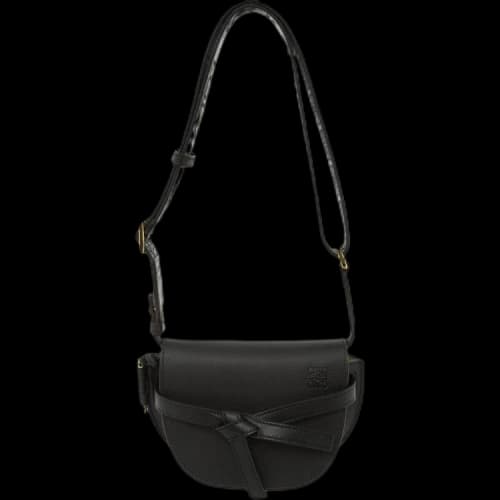 LOEWE Mini Gate Dual Bag in Soft Calfskin and Jacquard Black