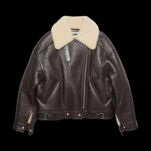 Acne Studios Leather Shearling Jacket 'Dark Brown/Beige'