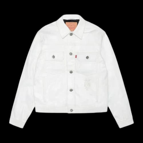 Stussy x Levi's Leather Trucker Jacket 'Tofu'