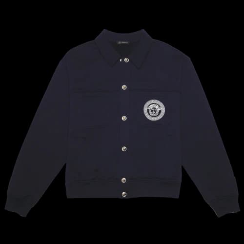 Versace Medusa Embroidered Cotton Jacket 'Dark Blue'