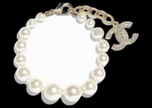 Chanel Interlocking Bracelet Gold/White/Crystal