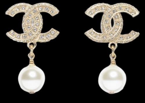 Chanel Resin and Strass Metal Earrings Gold/Transparent