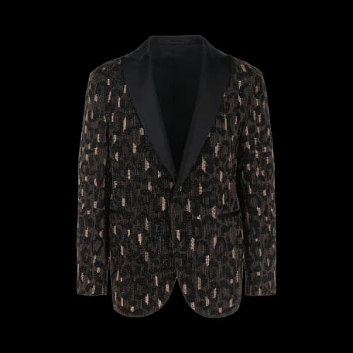 Versace Beaded Embellished Animal Patterned Blazer 'Black'