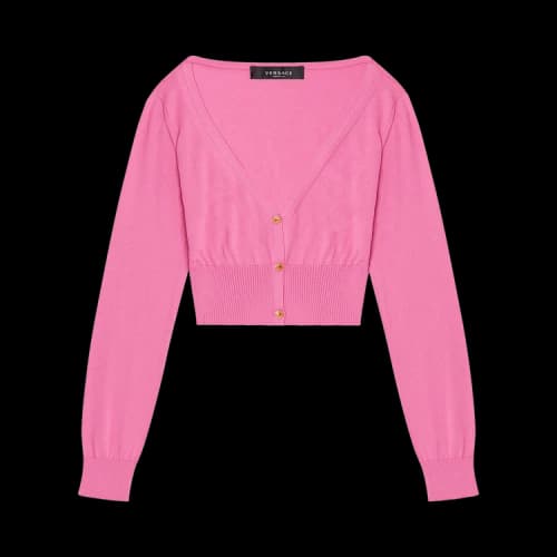 Versace Cropped Silk Cardigan 'Fuchsia'