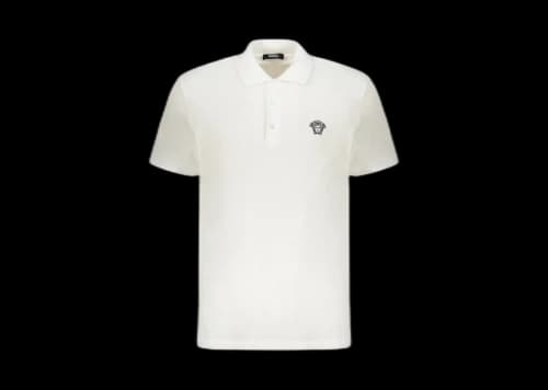 Versace Embroidered Cotton Polo Shirt White
