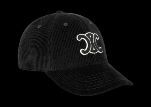 Celine Triomphe Corduroy Baseball Cap Black