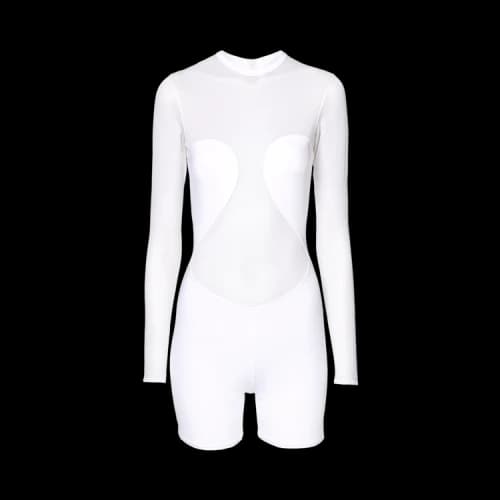 Alaïa Overall Court Sheer Bodysuit 'Blanc'