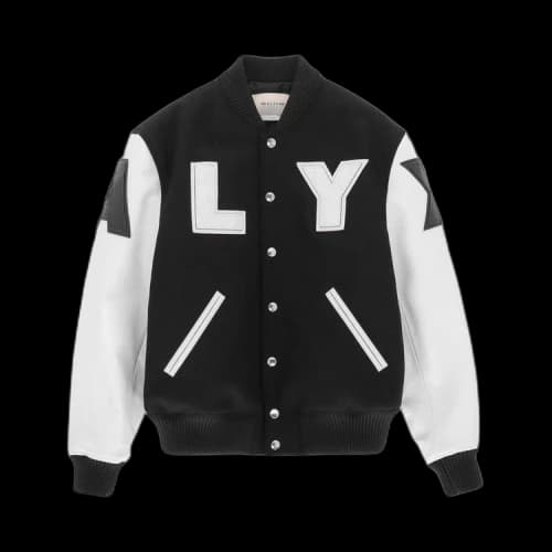 1017 ALYX 9SM Leather Patch Logo Varsity Jacket 'Black/White'