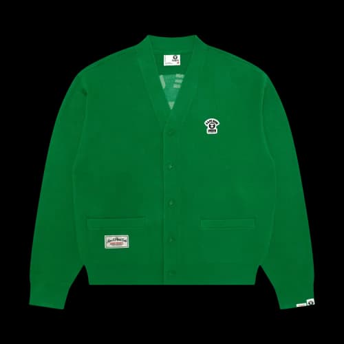 AAPE AAPENOW Moonface v-Neck Cardigan 'Green/Dark'
