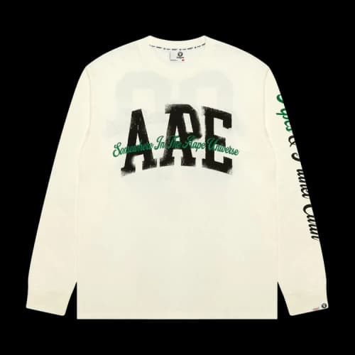 AAPE Sports Logo Long Sleeve Tee 'Ivory'