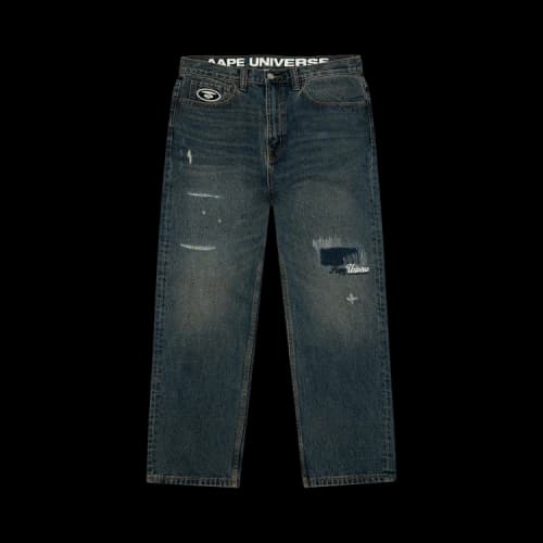 AAPE AAPEUNVS Unvs Distressed Jeans 'Blue'