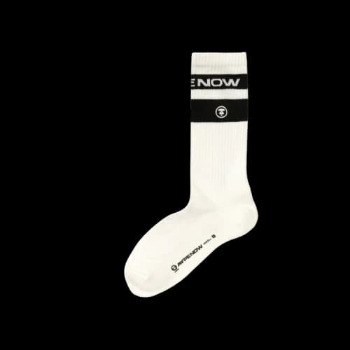 AAPE AAPENOW Moonface Logo Striped Socks 'White'