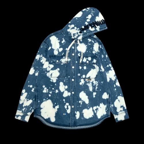 AAPE AAPEUNVS Unvs Splatter Printed Hooded Long Sleeve Shirt 'Blue/Light'