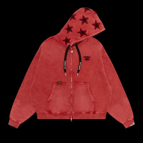 AAPE Moonface Zip-Up Hoodie 'Red'