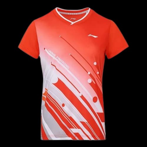 Li-Ning Table Tennis Series Sports tournament Quick Dry V neck Short Sleeve Orange