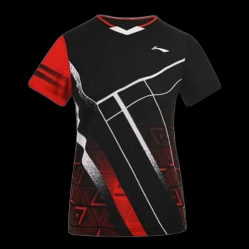 Li-Ning Badminton Series Quick Dry Training Tee 'Black Red'