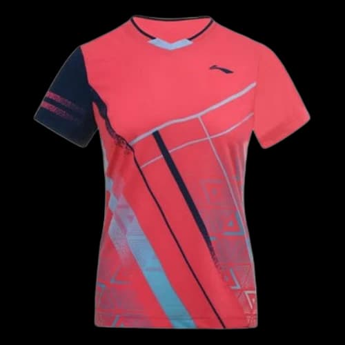 Li-Ning Badminton Series Quick Dry Training tournament Short Sleeve Pink Red