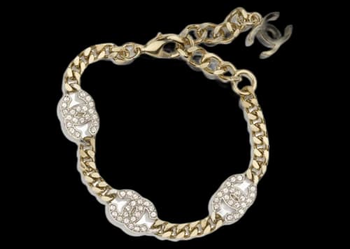 Chanel Interlocking Bracelet Gold/Silver/Crystal