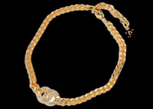 Chanel Crystal CC Logo Necklace Gold (AB8930)