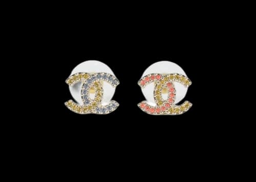 Chanel Colorful Rhinestone CC Earrings Multi