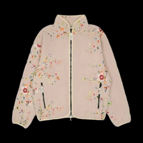 Advisory Board Crystals Floral Embroidered Fleece Zip Up Jacket 'Pink'