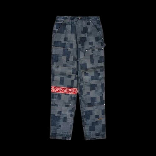 Advisory Board Crystals Crystal Rivet Patchwork Double Knne Pants 'Blue'