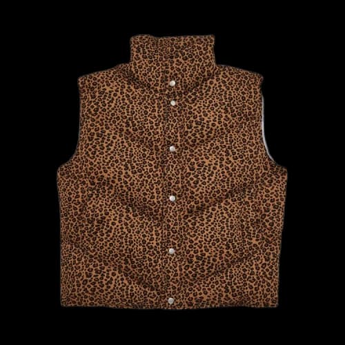 Advisory Board Crystals Camouflaged Puffer Vest 'Brown Leopard Print'