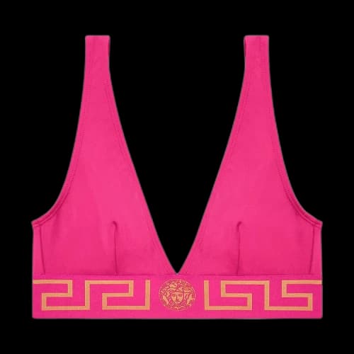 Versace Greca Border Triangle Bikini Top 'Fuxia'
