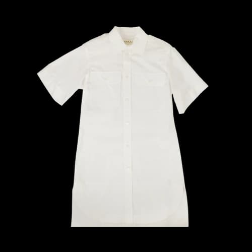 Marni Crispy Cotton Button Down Shirt Dress 'Lily White'