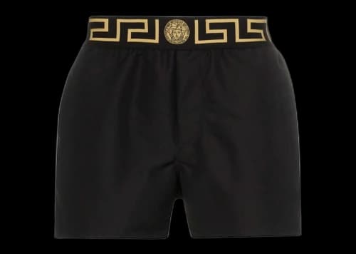 Versace Greca Print Swim Shorts Black