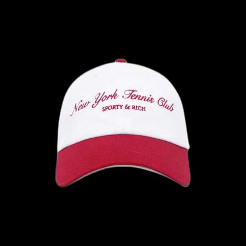 Sporty & Rich NY Tennis Club Embroidered Hat 'White/Bright Red'