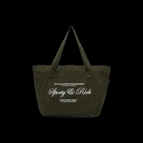 Sporty & Rich Script Logo Tote Bag 'Olive'