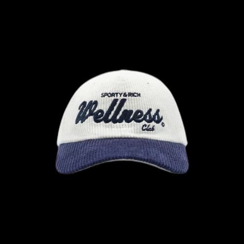 Sporty & Rich Corduroy Wellness Club Hat 'White/Navy'