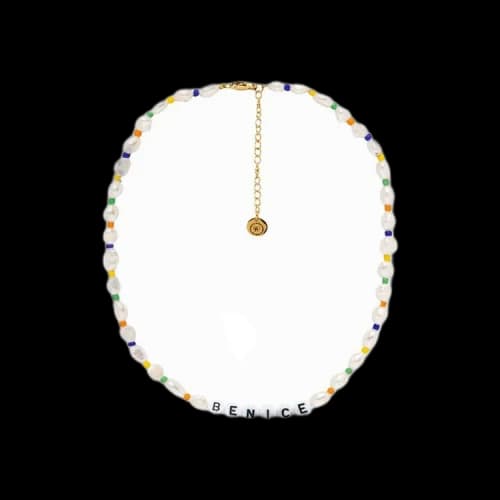 Sporty & Rich Be Nice Bead Necklace 'White/Multicolor'