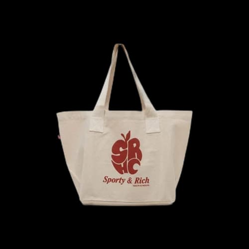 Sporty & Rich Apple Tote Bag 'Natural/Red'