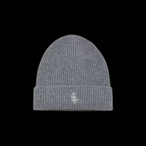 Sporty & Rich Logo Embroidered Ribbed Knit Beanie 'Grey'