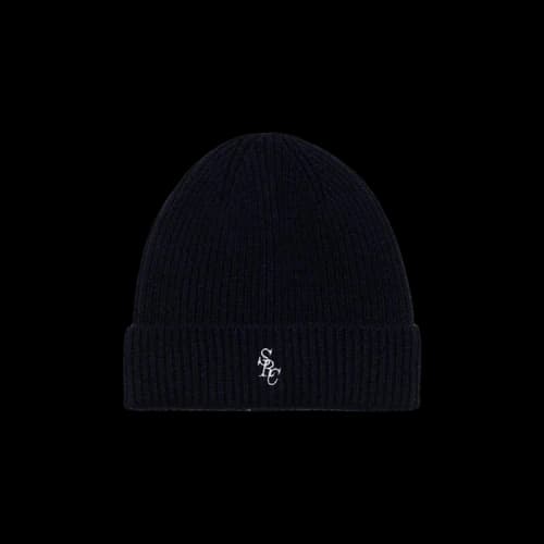Sporty & Rich Logo Embroidered Ribbed Knit Beanie 'Navy'