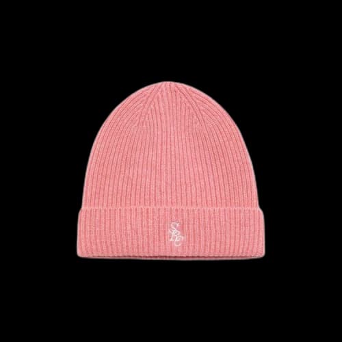 Sporty & Rich Logo Embroidered Ribbed Knit Beanie 'Pink'