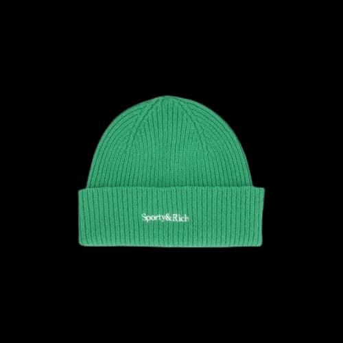 Sporty & Rich Serif Logo Beanie 'Kelly/White'