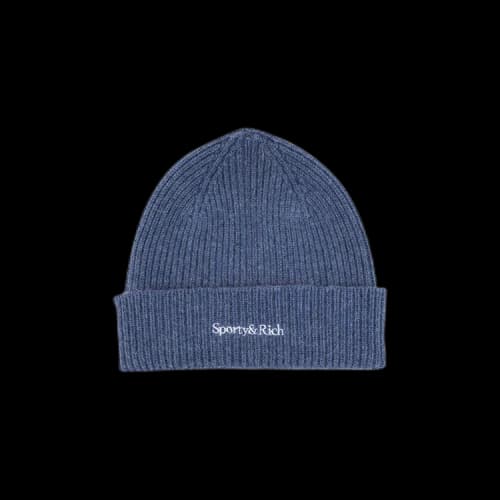 Sporty & Rich Serif Logo Beanie 'Ocean/White'