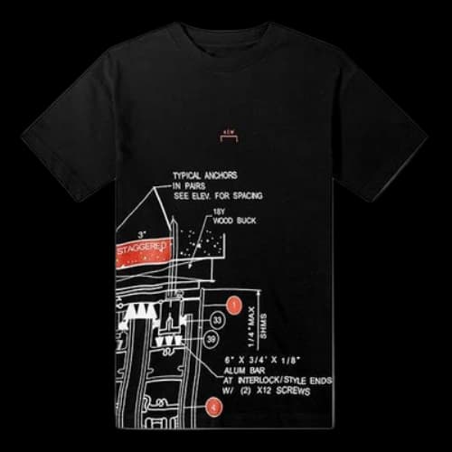 A-COLD-WALL* SS20 Blueprint Tee Small logo Blue Printing Short Sleeve Unisex Black