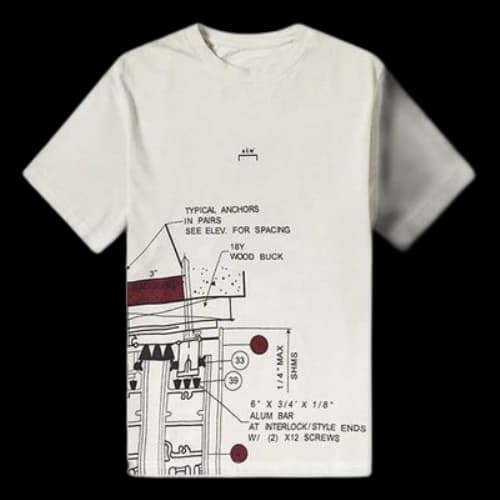 A-COLD-WALL* SS20 Blueprint Tee Small logo Blue Printing Short Sleeve Unisex White