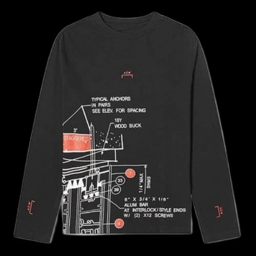A-COLD-WALL* Long Sleeve Blueprint Tee Logo Tee