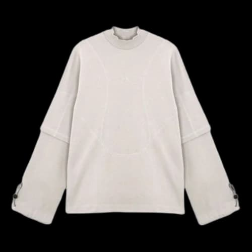 A-COLD-WALL* SS21 Oversized Layered Solid Color High Collar Long Sleeves Cement T-Shirt
