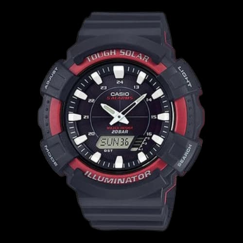 CASIO Solar Powered Mens BlackRed Analog
