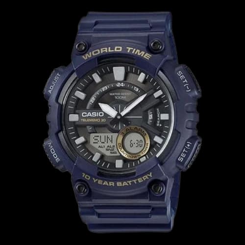 CASIO Waterproof Mens Blue Analog/Digital Combo