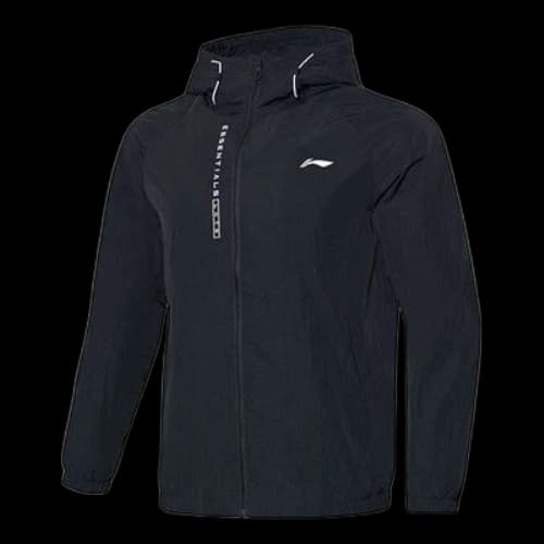 Li-Ning Logo Cardigan hooded track Jacket Black