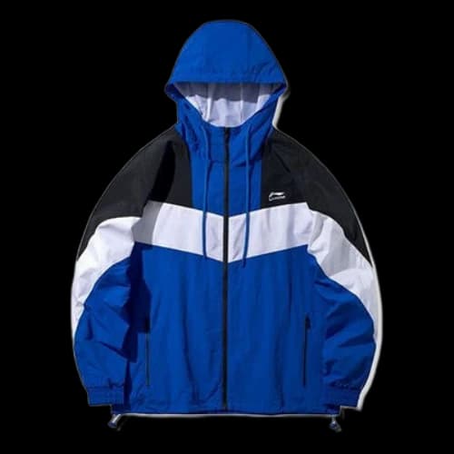 Li-Ning Colorblock hooded Drawstring Loose Jacket Blue