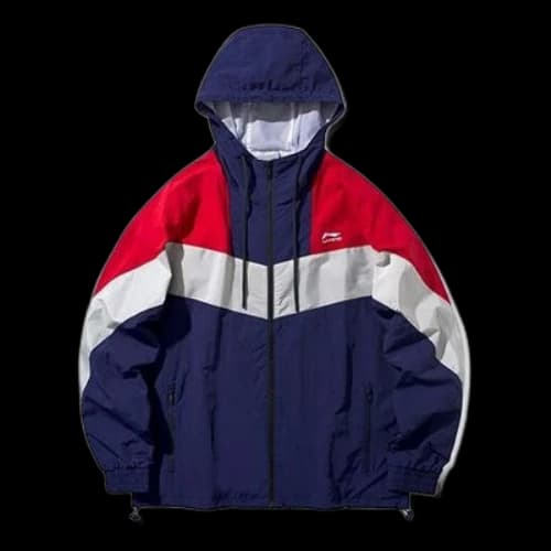 Li-Ning Colorblock hooded Drawstring Loose Jacket 'Navy Blue'